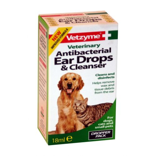 Vetzyme Veterinary Antibacterial Ear Drops & Cleanser 18ml