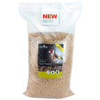 Bag of insect suet pellets with a label on a white background