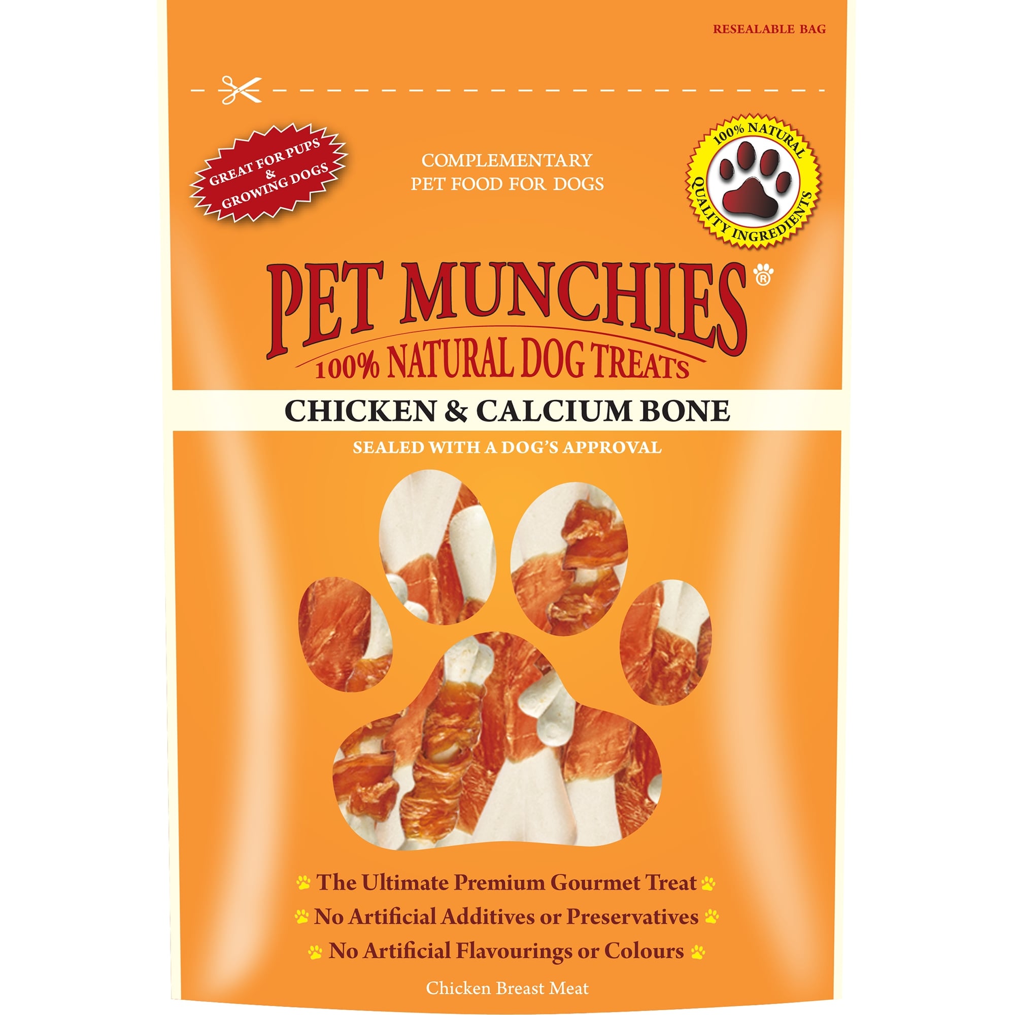 Pet Munchies Chicken & Calcium Bone Natural Dog Treats 100g