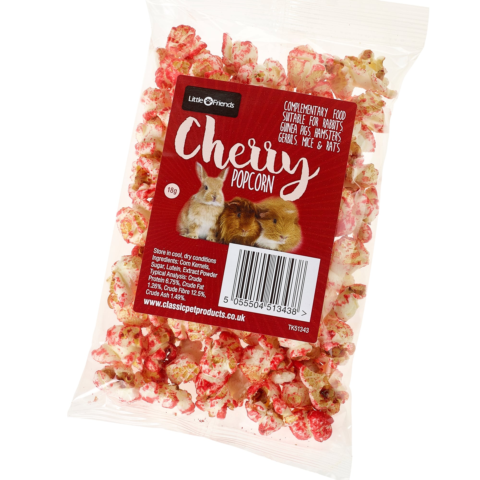 Little Friends Popcorn Small Animal Treats - Cherry 18g