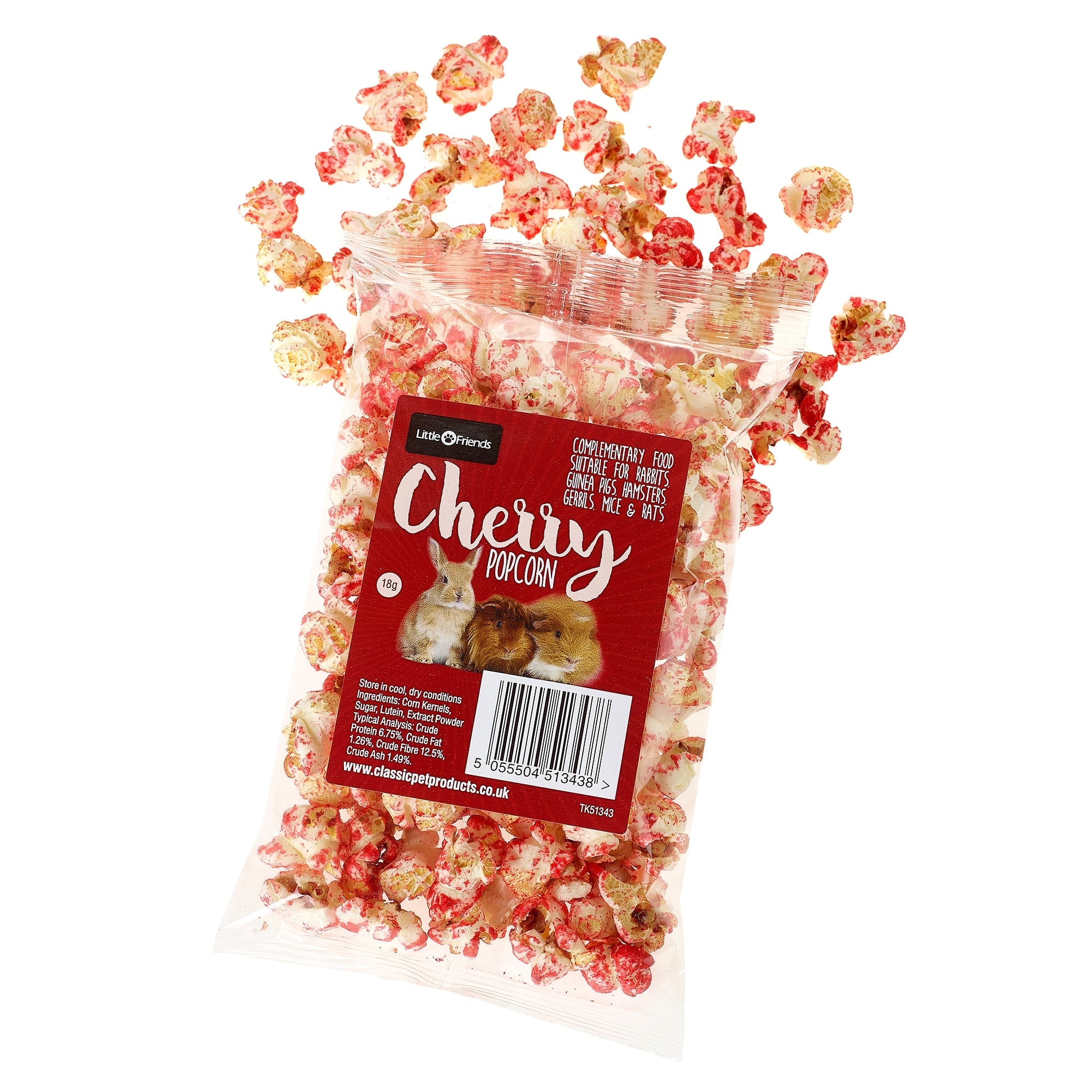 Little Friends Popcorn Small Animal Treats - Cherry 18g