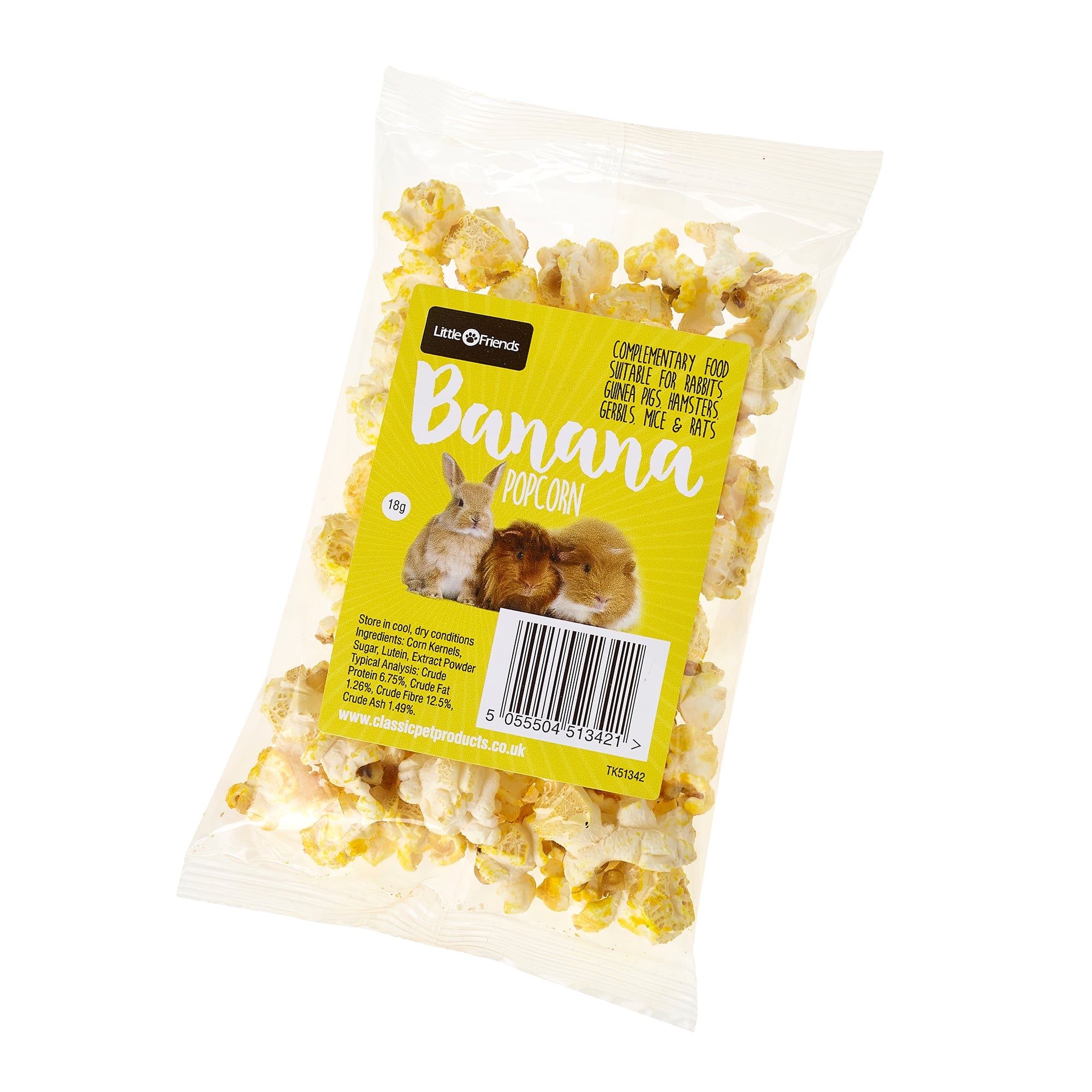 Little Friends Popcorn Small Animal Treats - Banana 18g