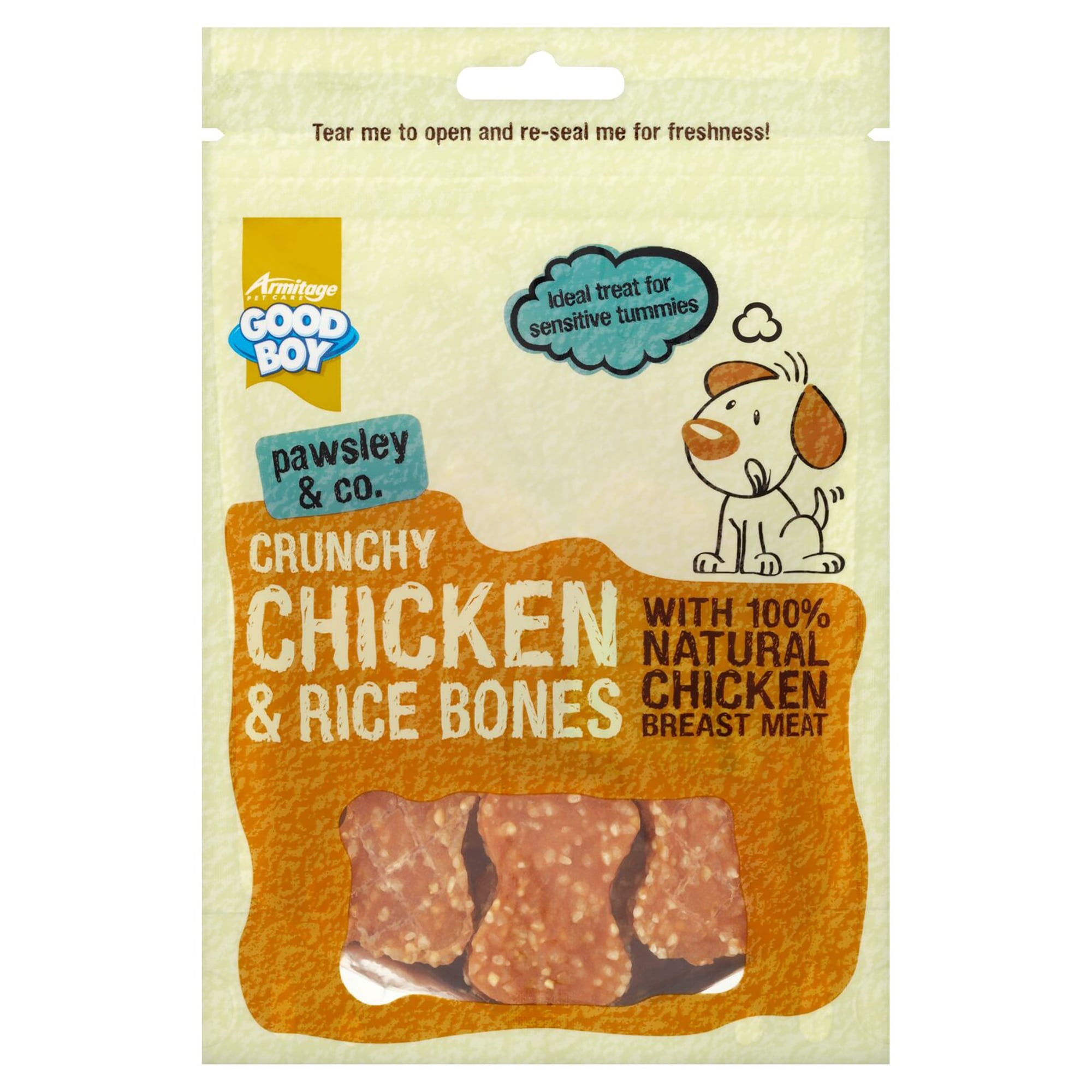 Armitage Good Boy Crunchy Chicken and Rice Bones Dog Treats 100g
