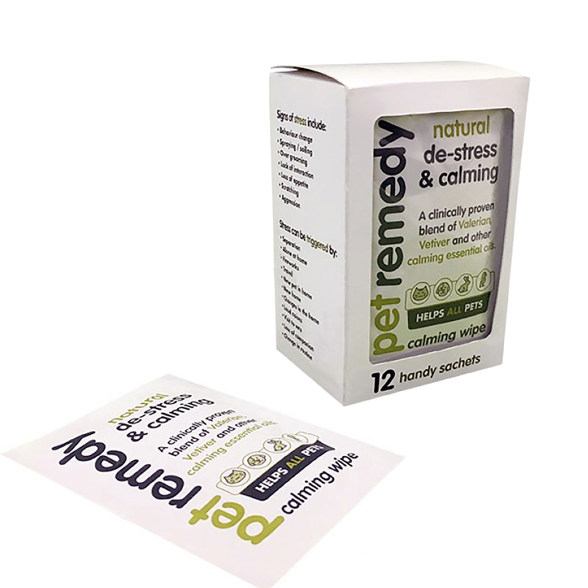 Pet Remedy Natural De-Stress & Calming Wipe - Pack 12