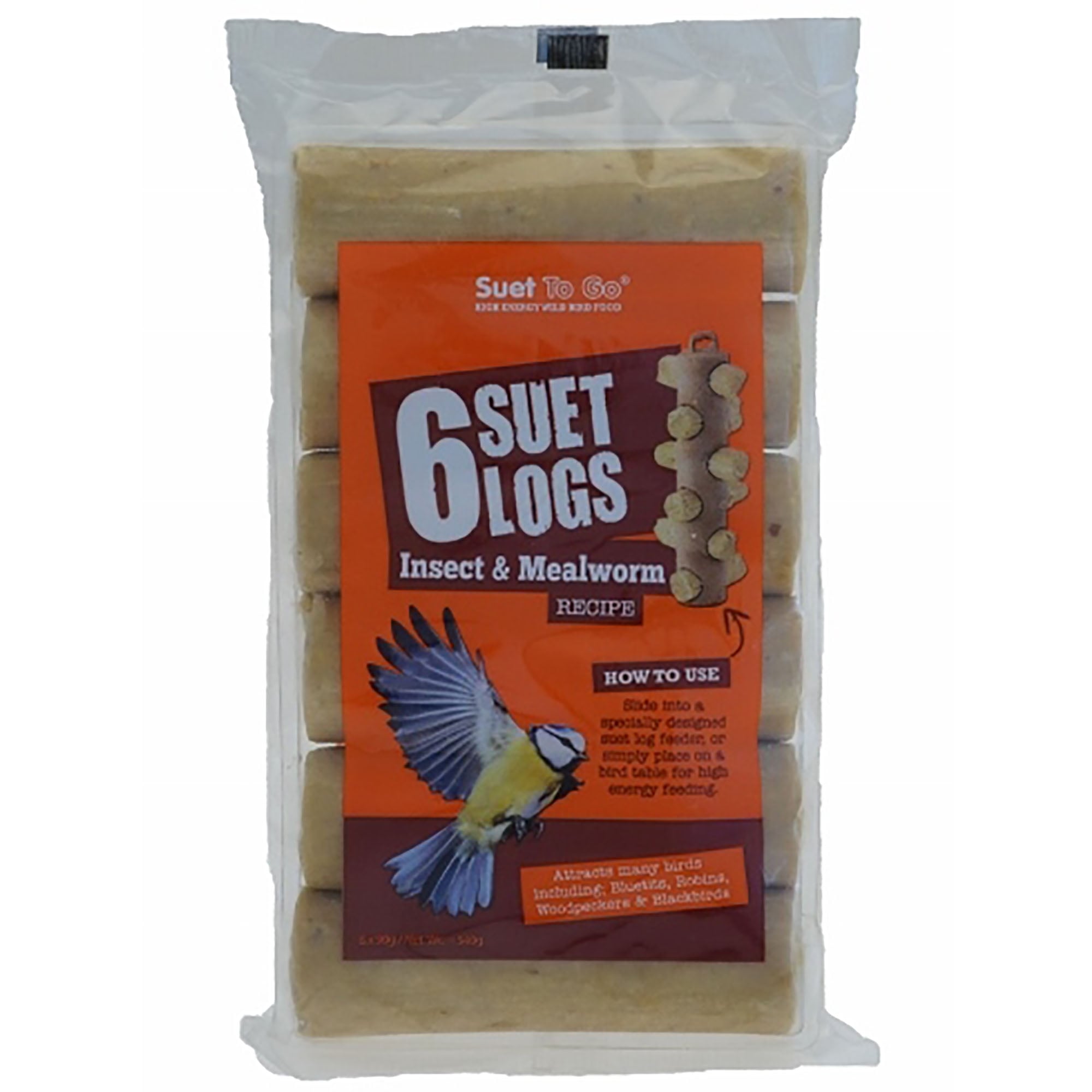 Suet To Go Suet Logs Insect & Mealworm Pack 6