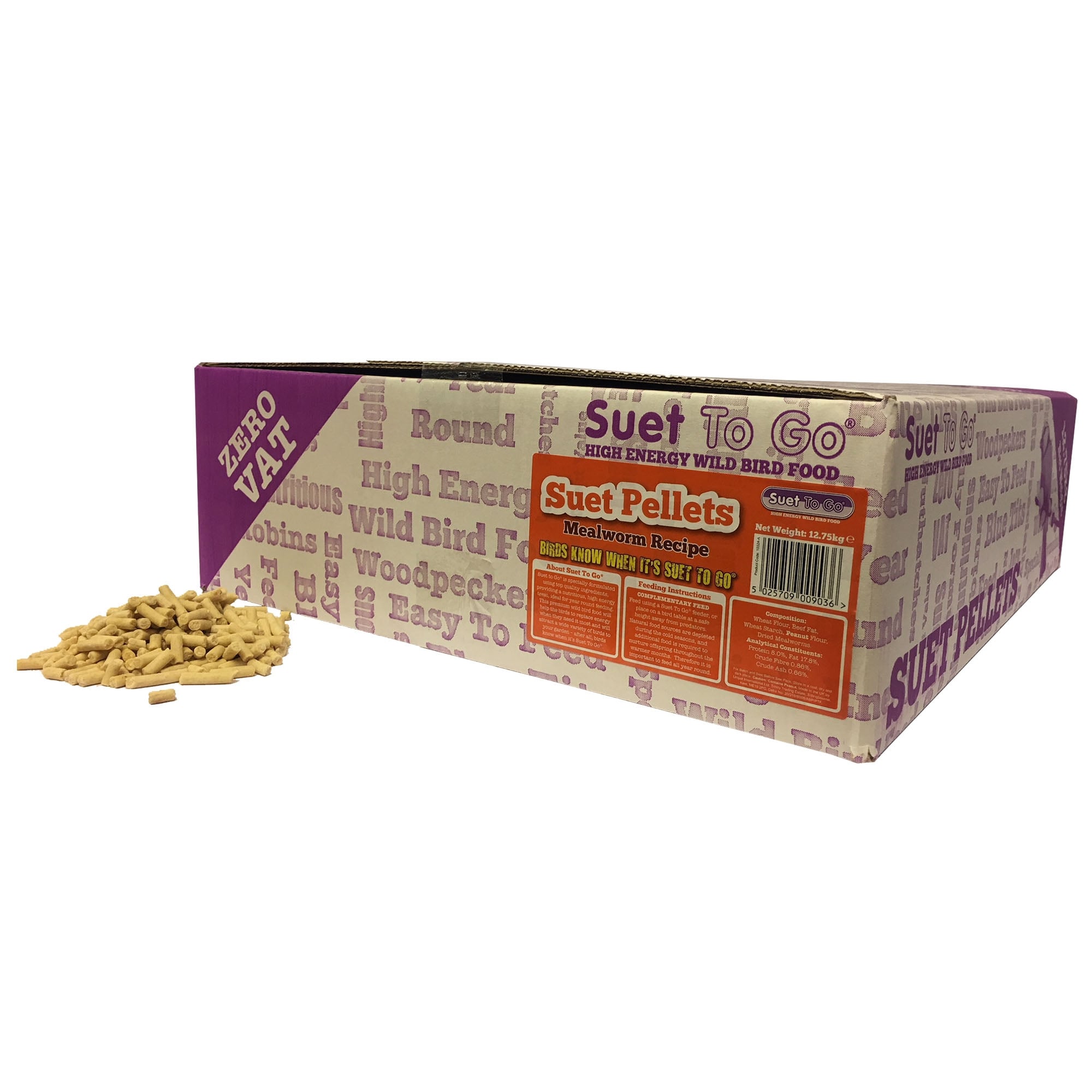 Suet To Go Wild Bird Suet Pellets Mealworm Recipe 12.55kg