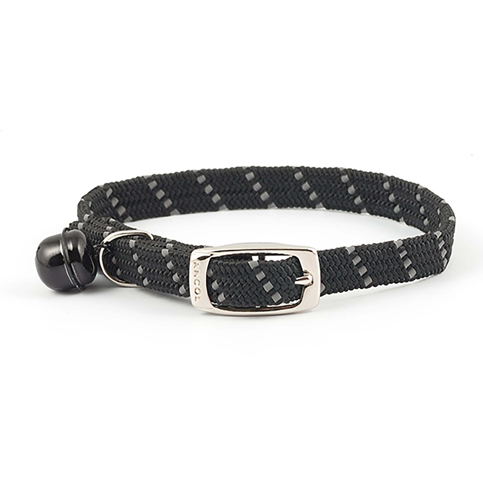 Ancol Softweave Reflective Elastic Cat Collar - Black (20-30cm)