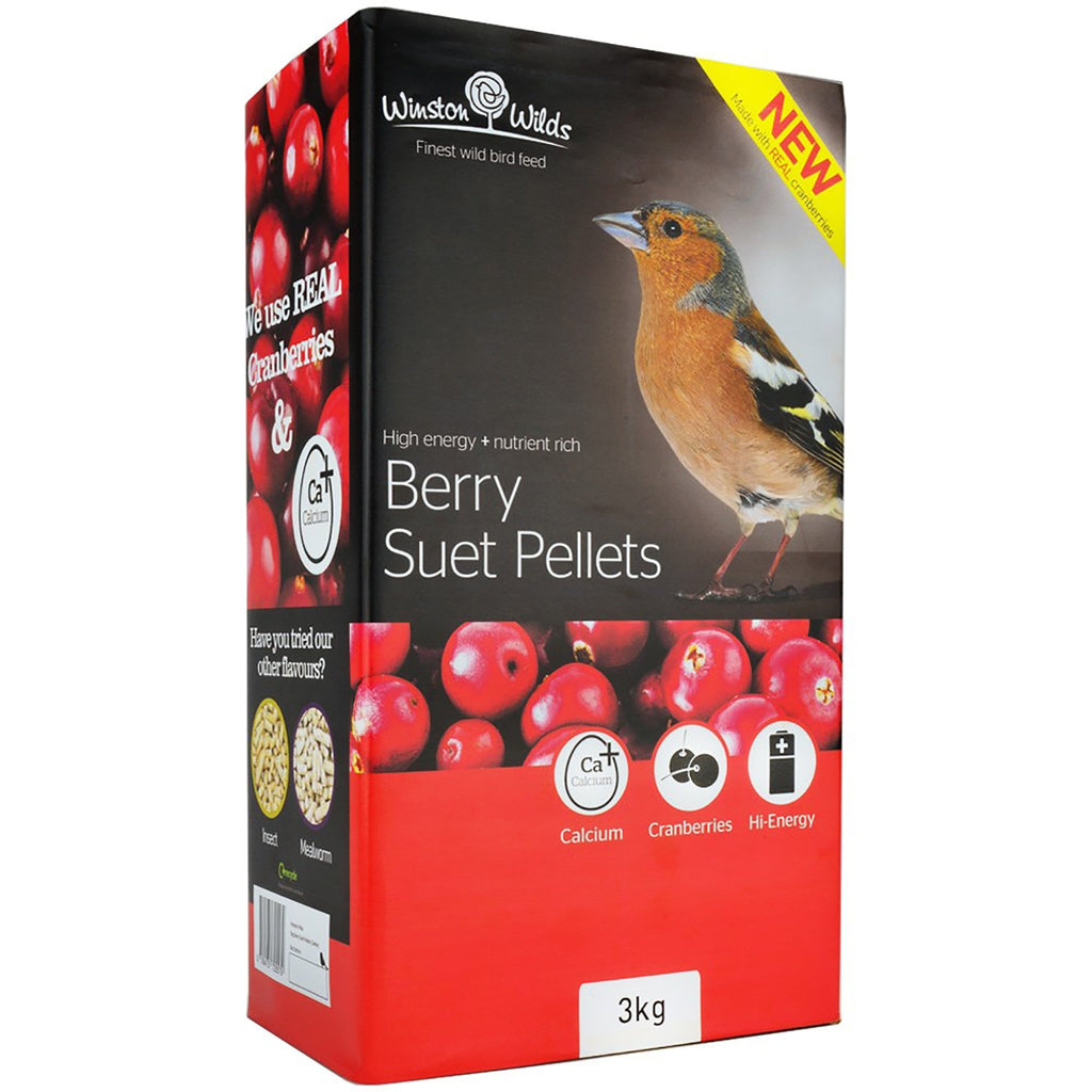 Box of Winston Wilds Berry Suet Pellets with a bird on the label