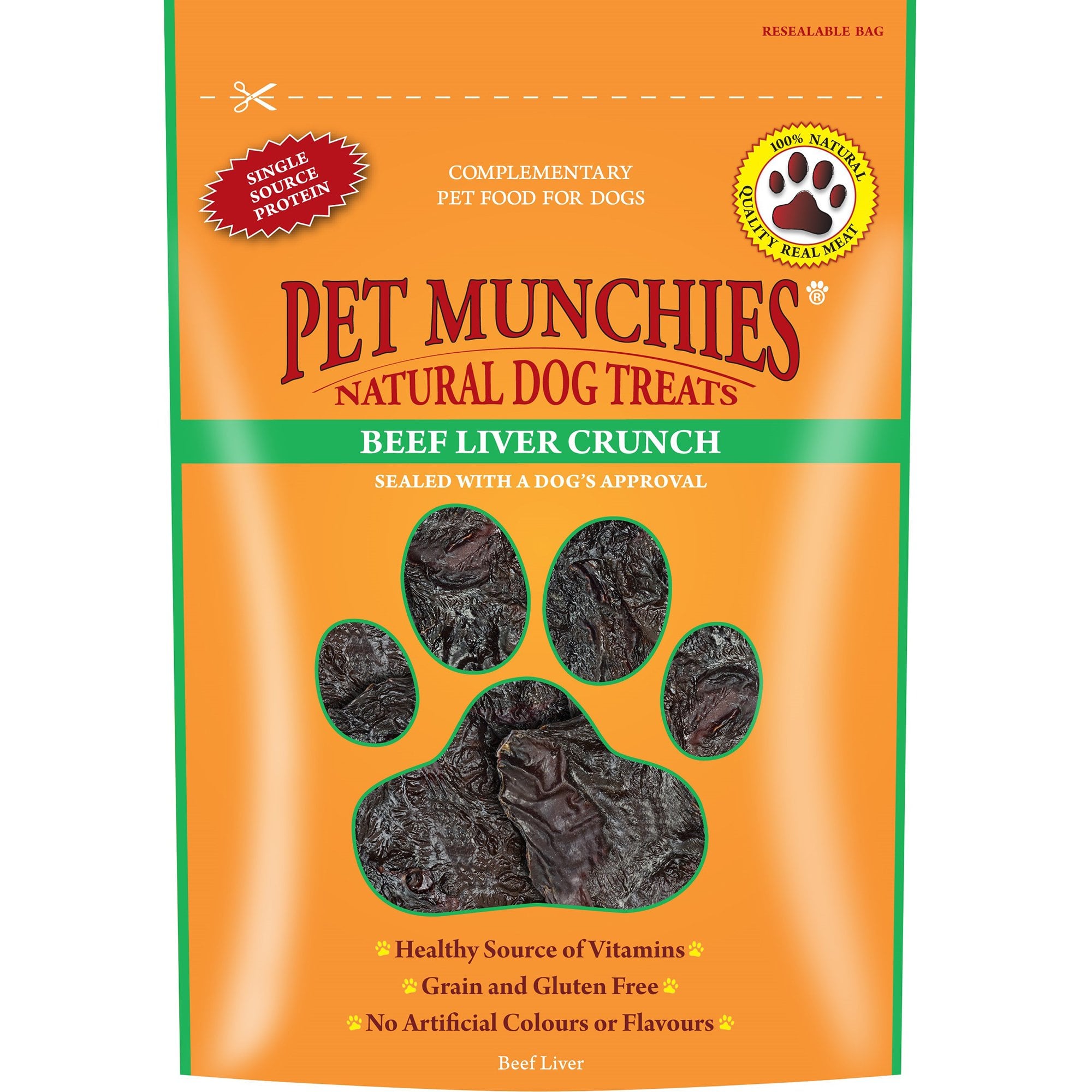 Pet Munchies Beef Liver Crunch Natural Dog Treats 90g