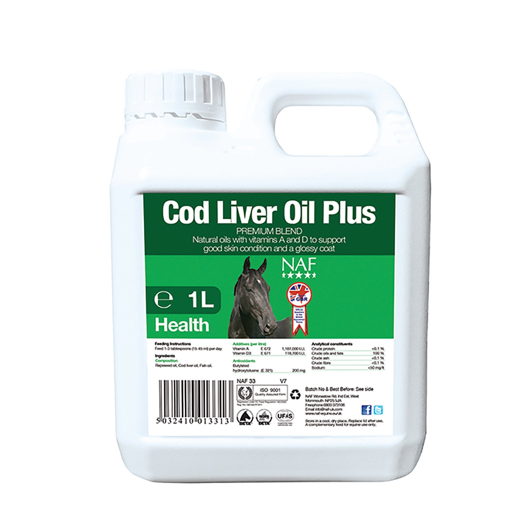 (Natural Animal Feeds) Cod Liver Oil Horse Supplement 1 Litre