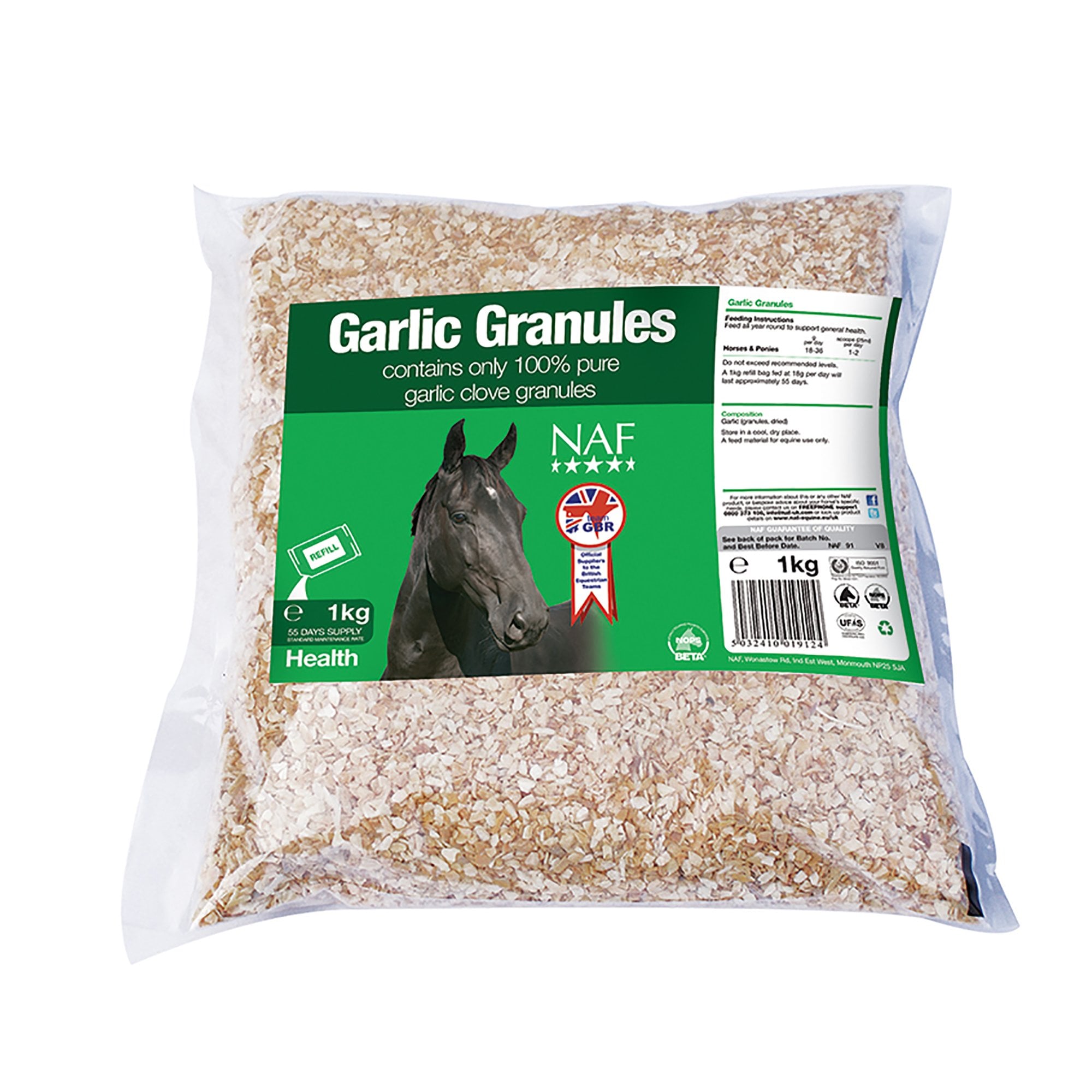 NAF (Natural Animal Feeds) Garlic Granules Horse Supplement Refill 1kg