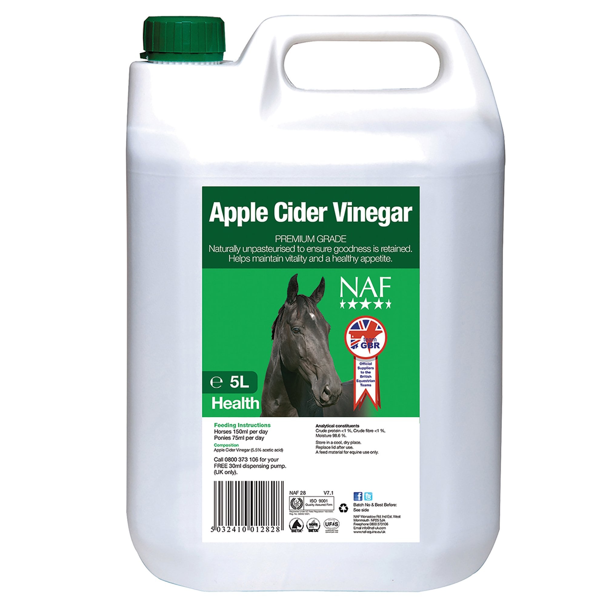 NAF (Natural Animal Feeds) Apple Cider Vinegar Horse Supplement 5 Litre