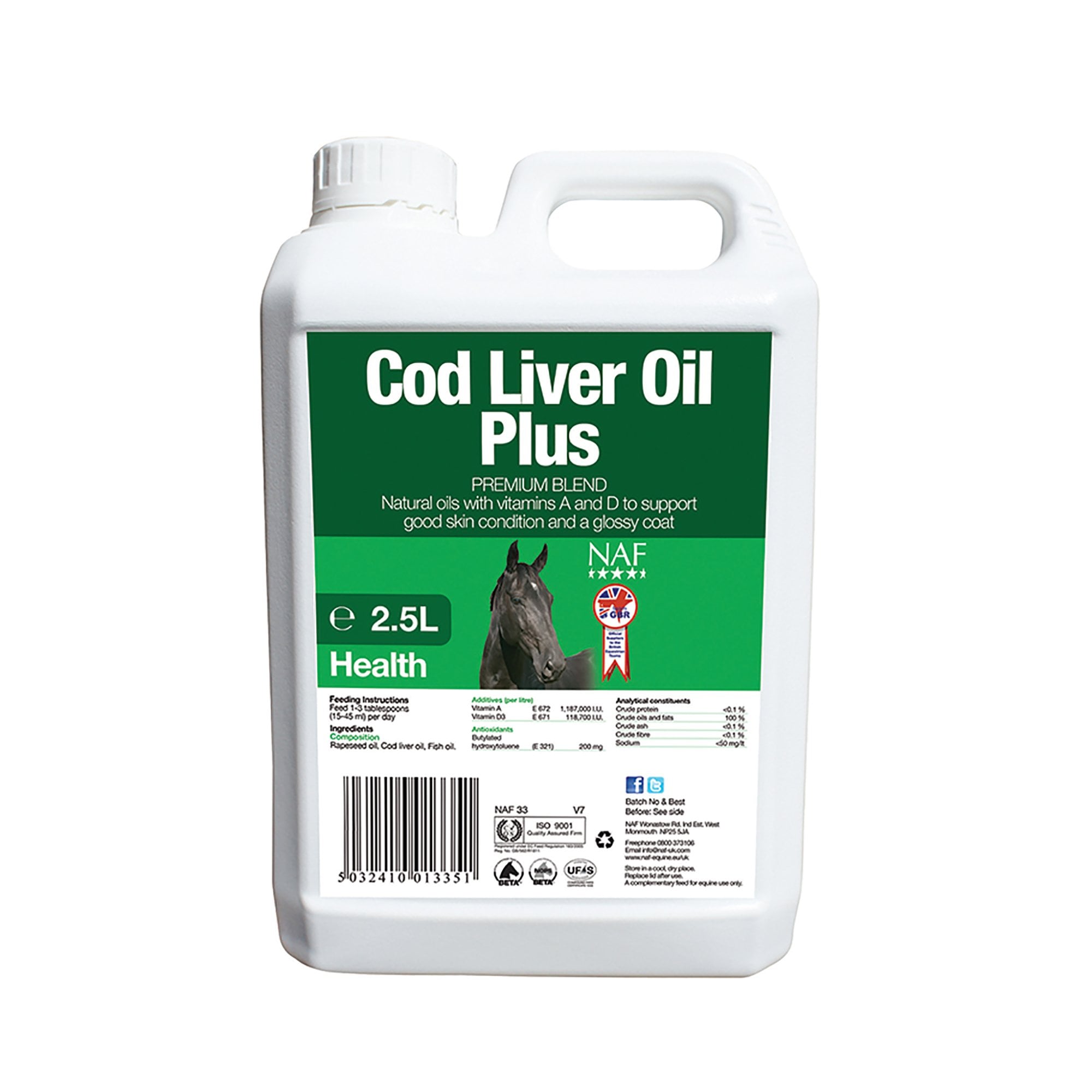 (Natural Animal Feeds) Cod Liver Oil Horse Supplement 2.5 Litre
