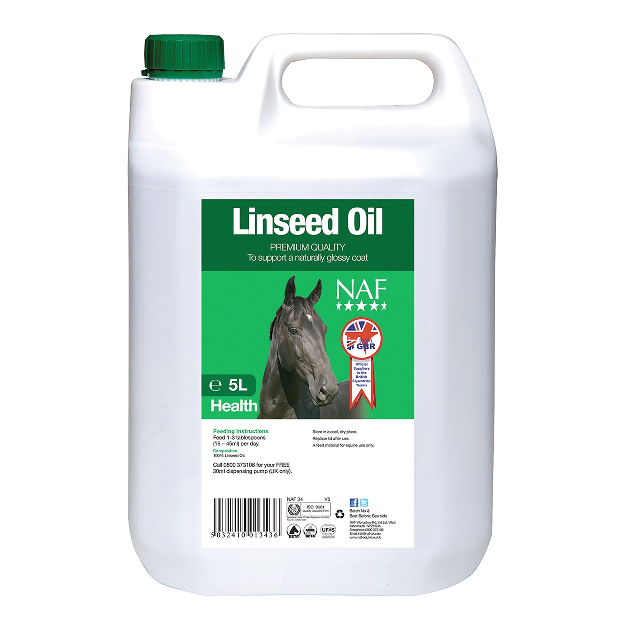 NAF (Natural Animal Feeds) Linseed Oil Horse Supplement 5 Litre