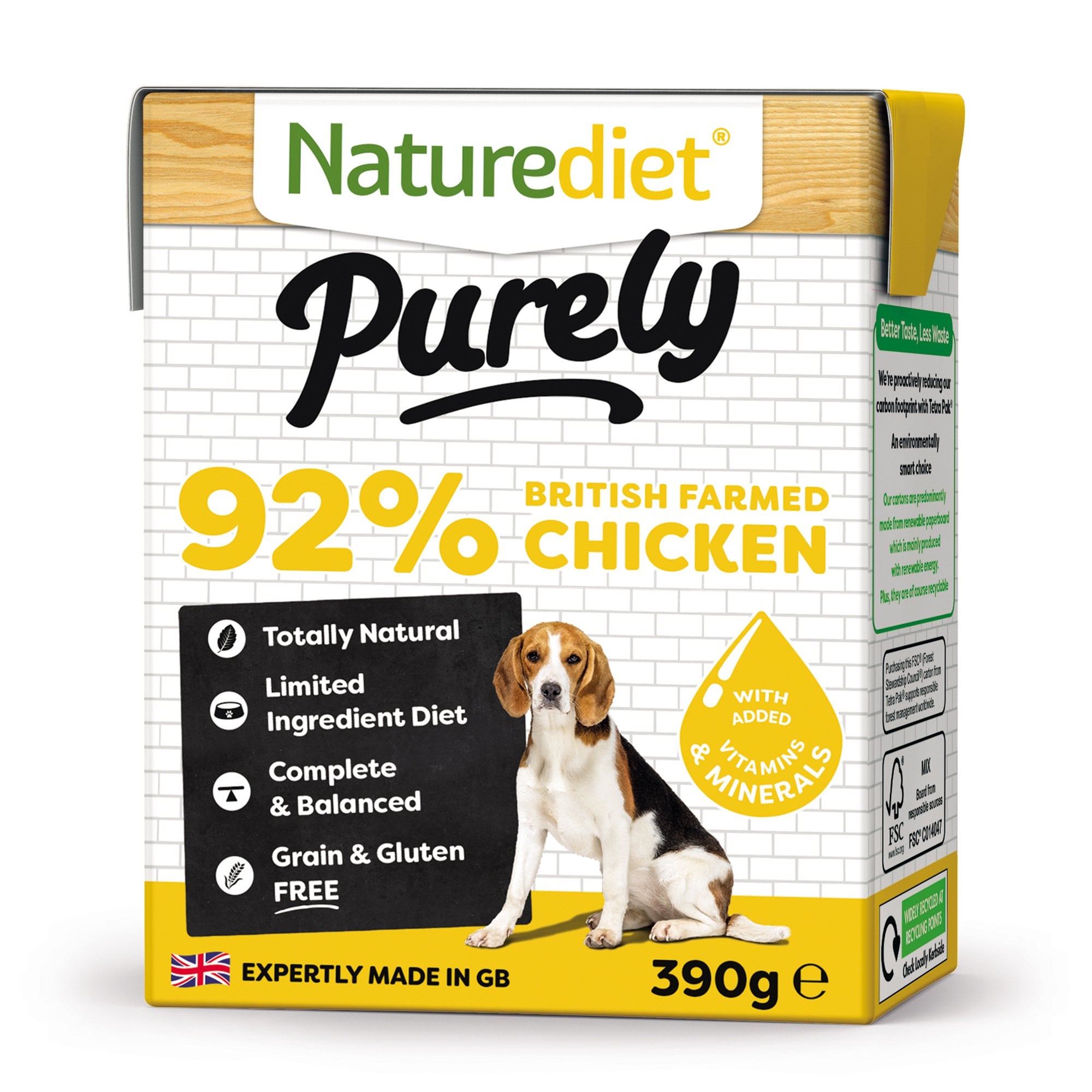 Purely Free Grain Adult British Farmed Chicken Wet Dog Food 18 x 390g