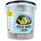 Bucket of wild bird feed with Winston & Wild branding on a white background