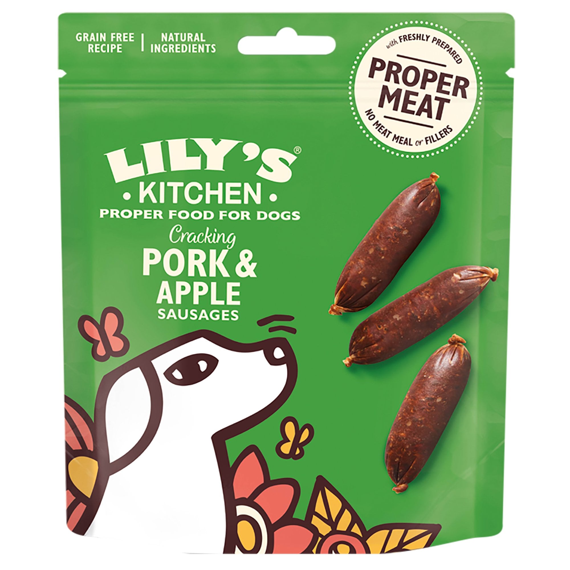 Cracking Pork & Apple Sausages Natural Dog Treats 70g