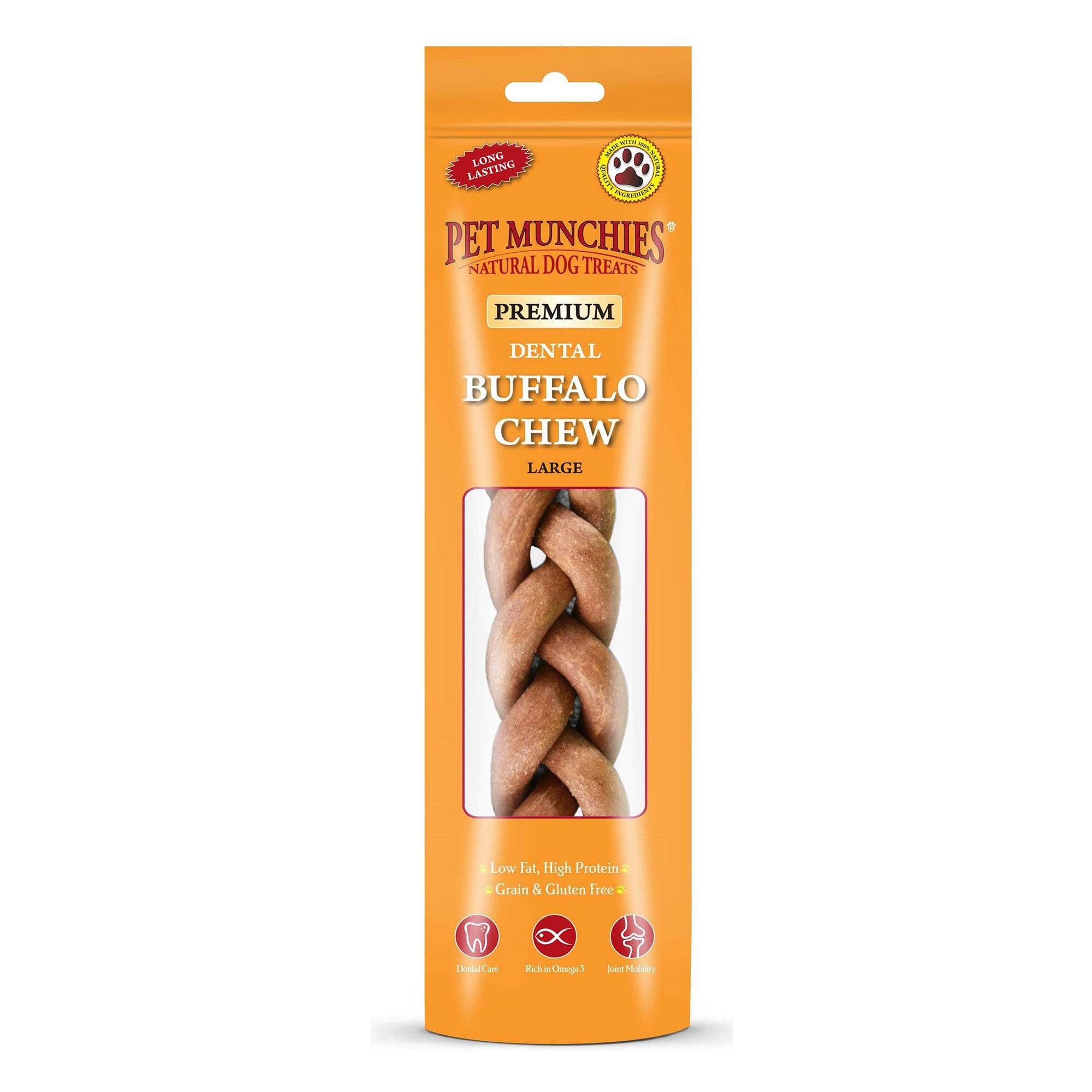 Pet Munchies Buffalo Dental Chew Natural Dog Treats - Large