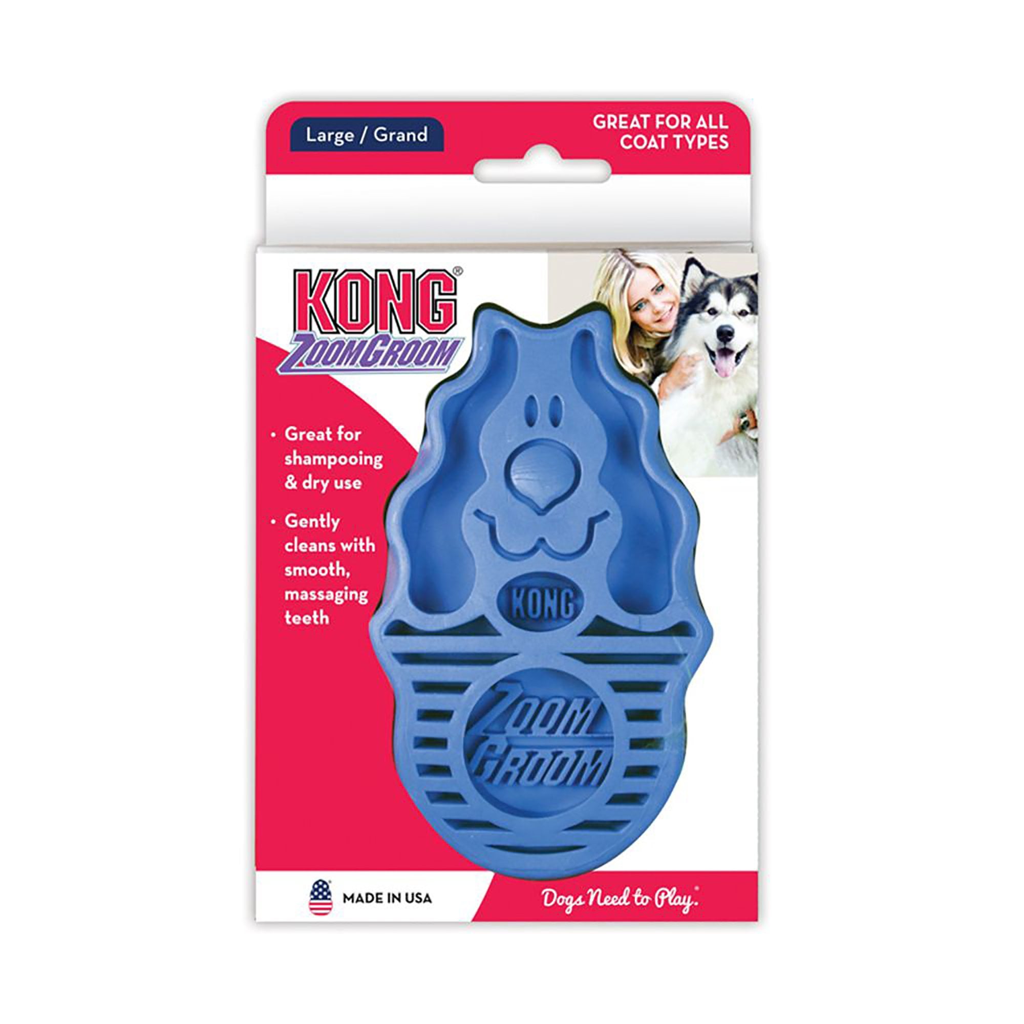 KONG Zoom Groom Dog Brush Blue - Large