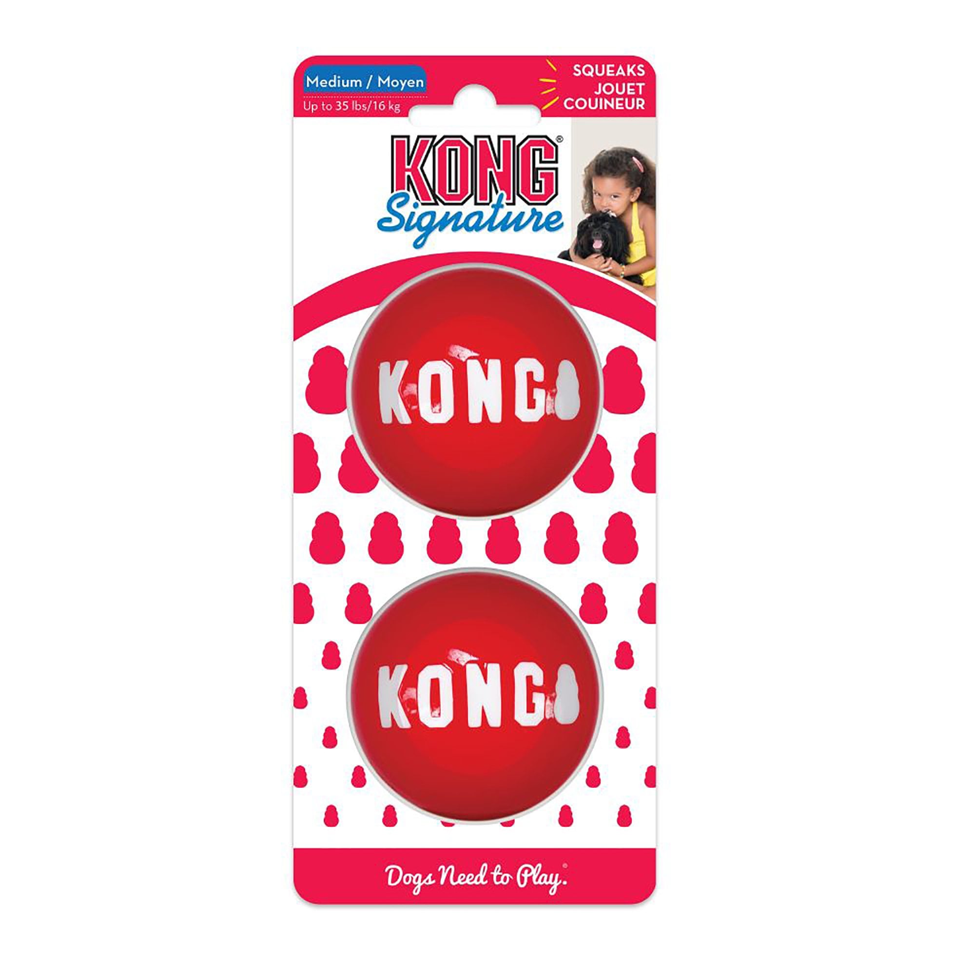 KONG Signature Balls Dog Toy Medium - 2 Pack