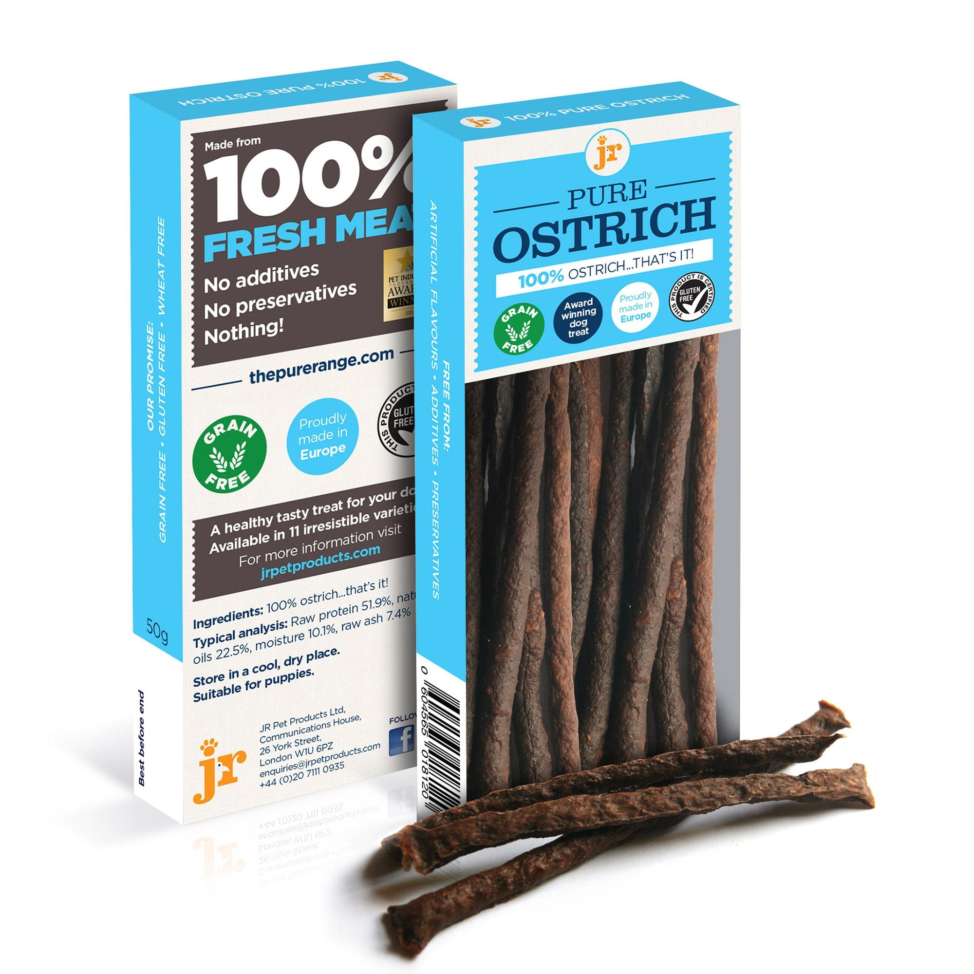Pure Ostrich Sticks Natural Dog Treat 50g