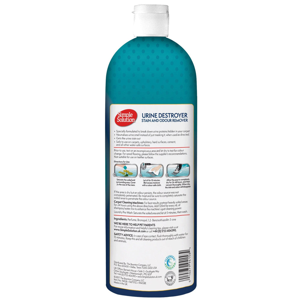 Simple Solution Urine Destroyer Stain & Odour Remover For Dogs 1ltr