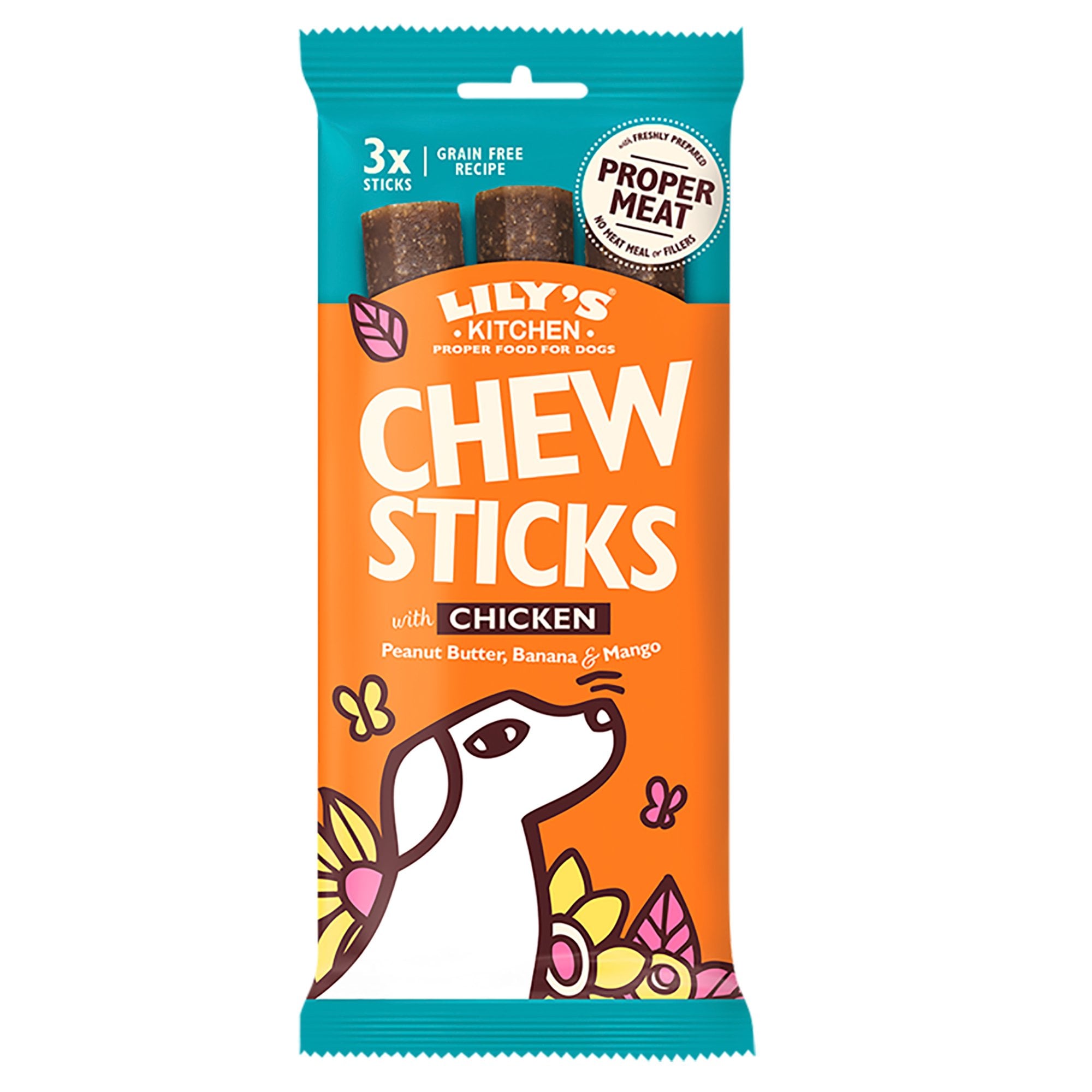 Chew Sticks With Chicken Grain Free Dog Treats 120g