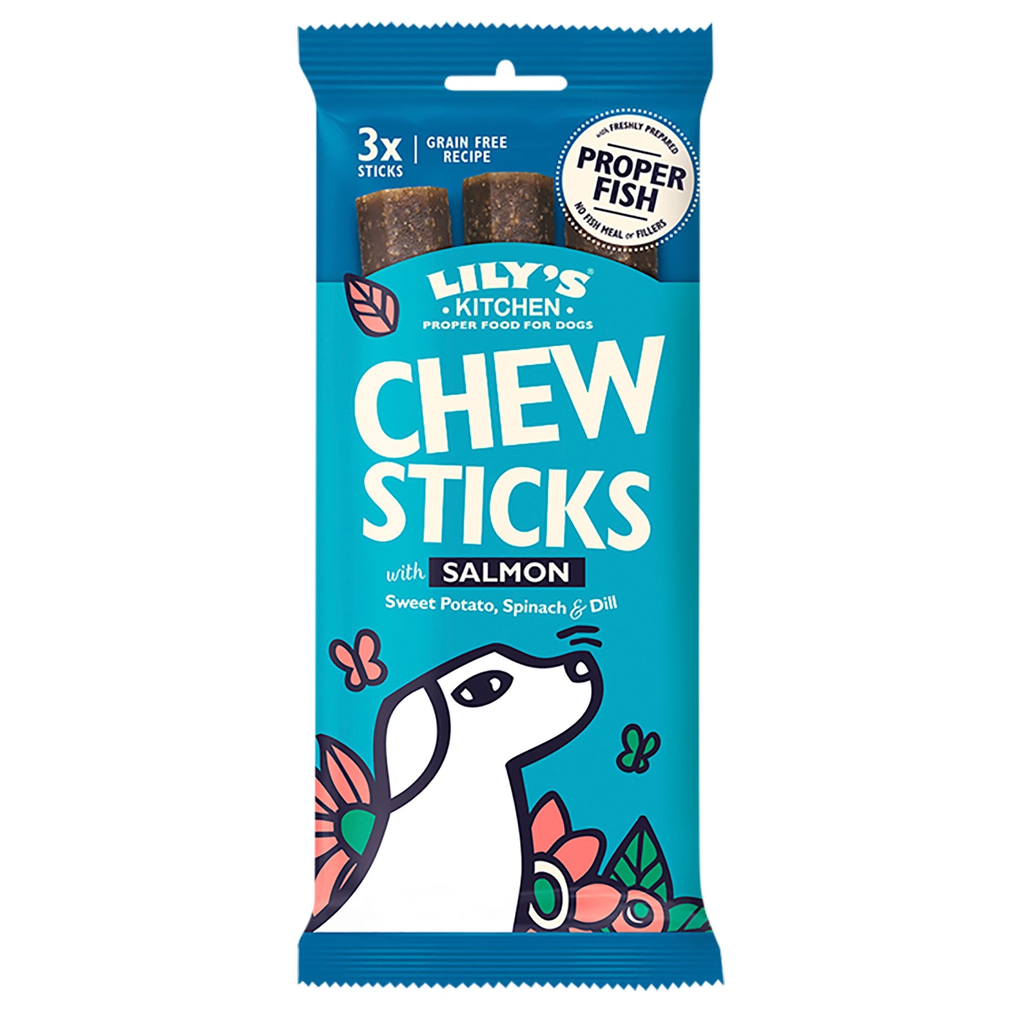 Chew Sticks with Salmon Grain Free Dog Treats 120g