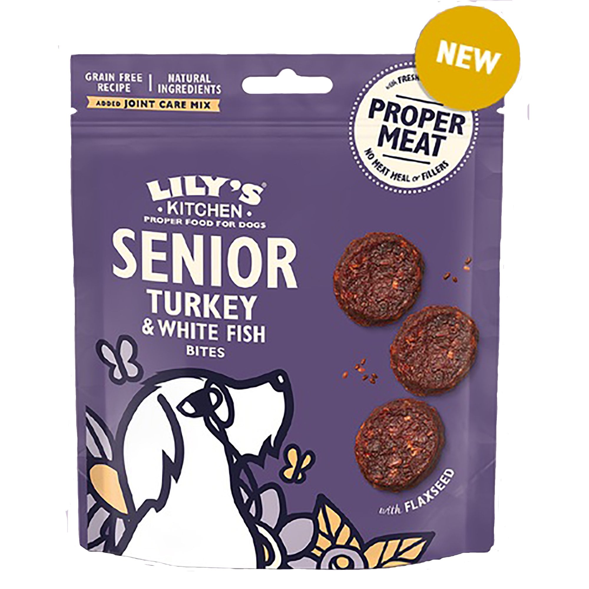 Senior Turkey & White Fish Grain Free Bites Dog Treats 70g