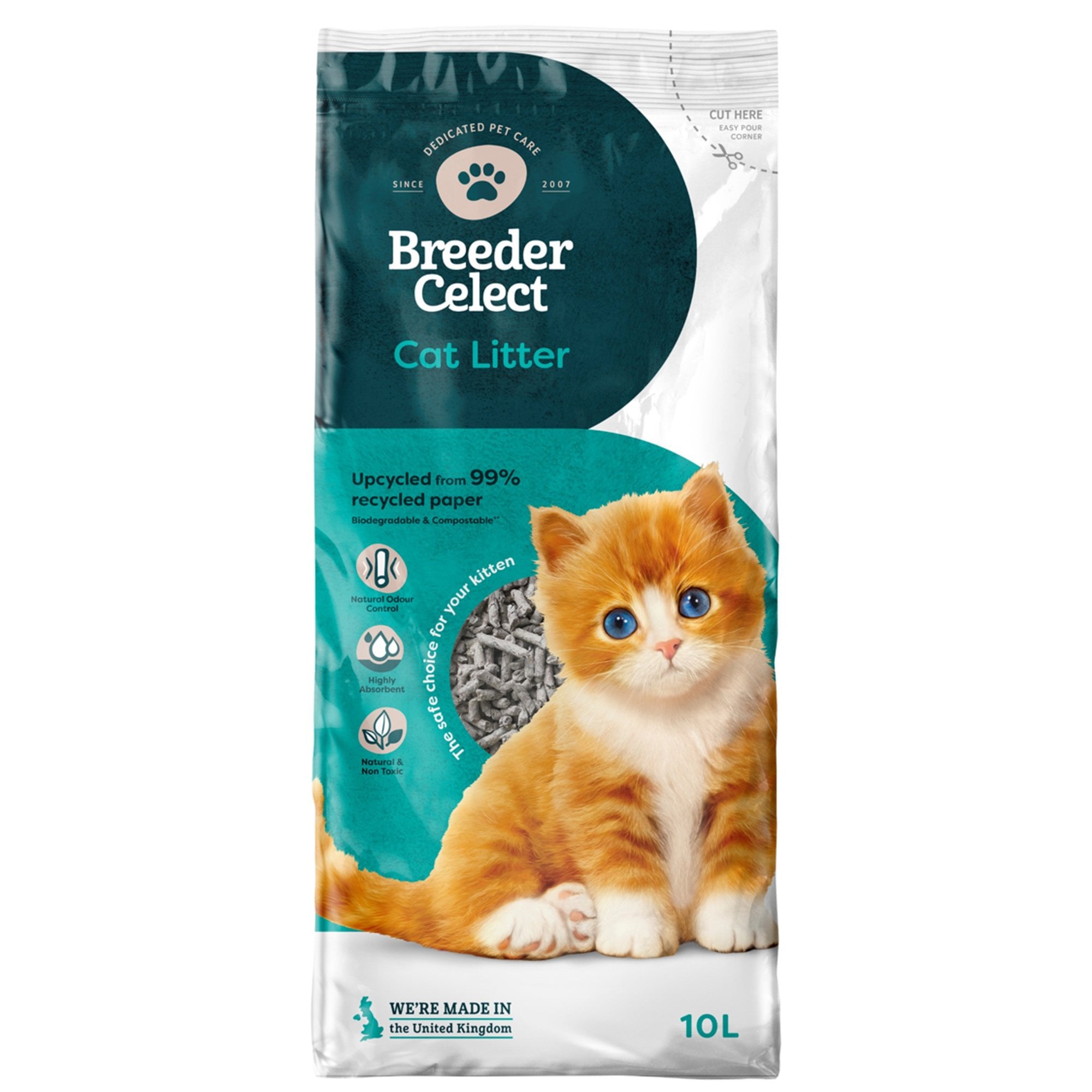 Breeder Celect Paper Pellet Cat Litter 10 Litres