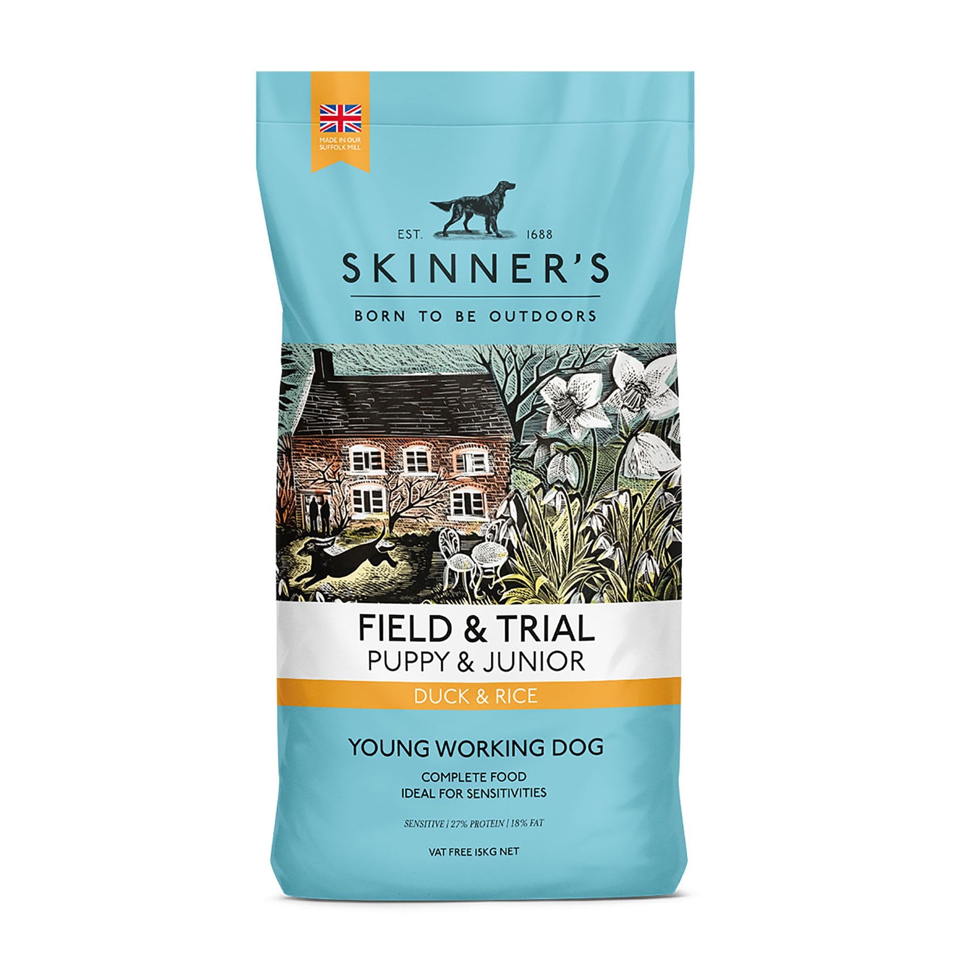 Field & Trial Puppy & Junior Duck & Rice Young Working Dog Food 15kg
