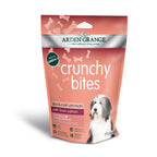 Arden Grange crunchy bites for dogs with salmon on a white background