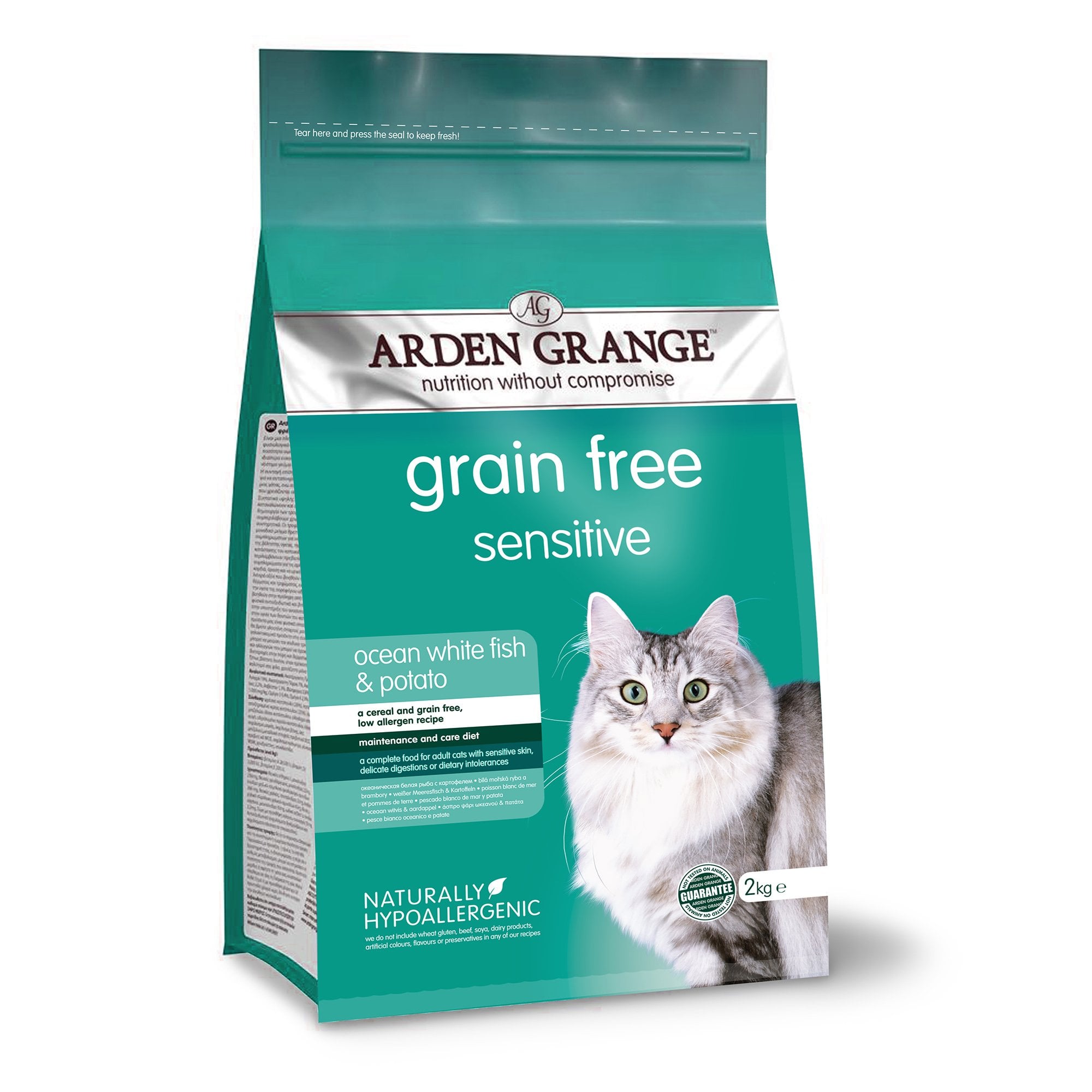 Grain Free Sensitive Cat Food With Ocean White Fish & Potato 2kg