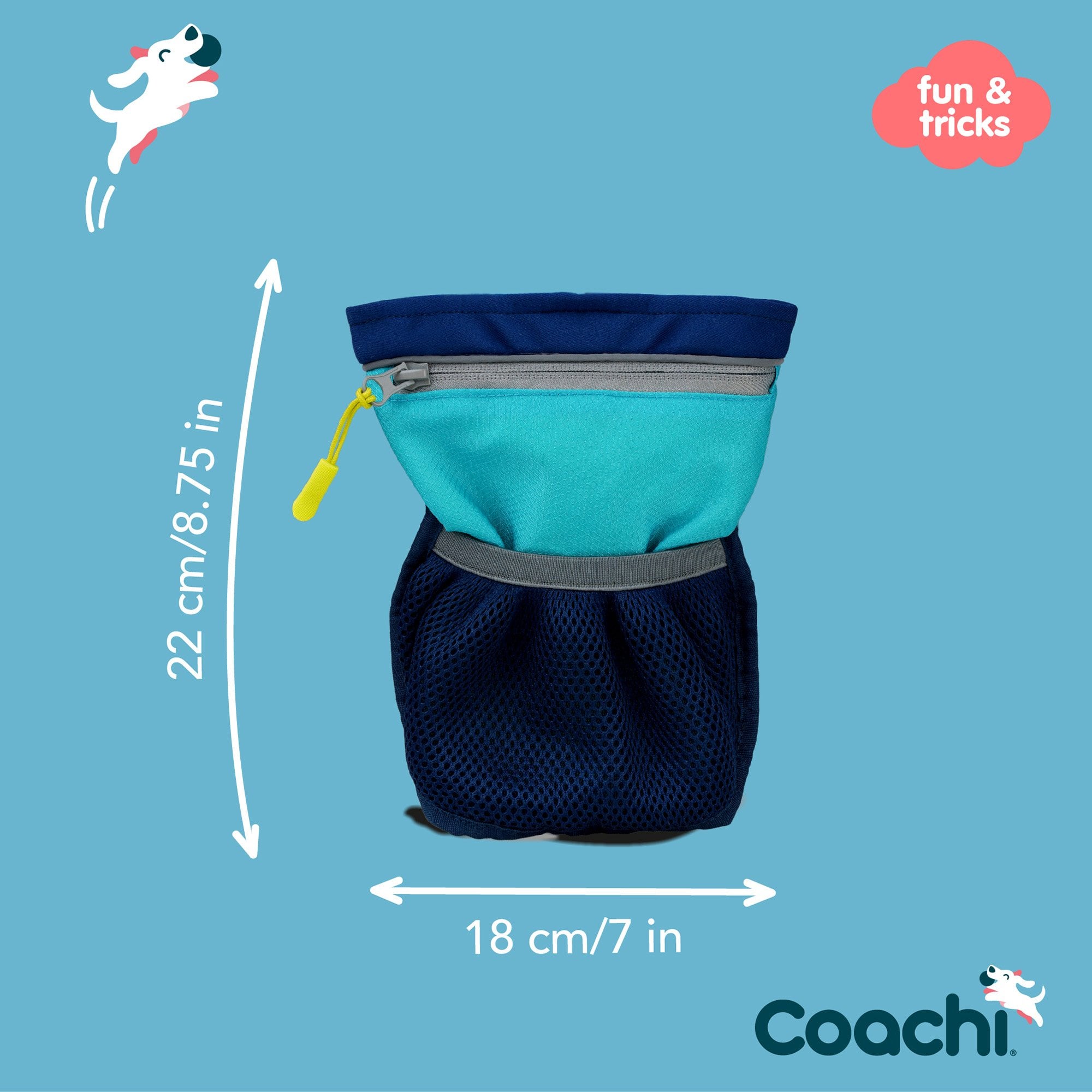 Coachi Train & Treat Dog Bag - Navy & Light Blue
