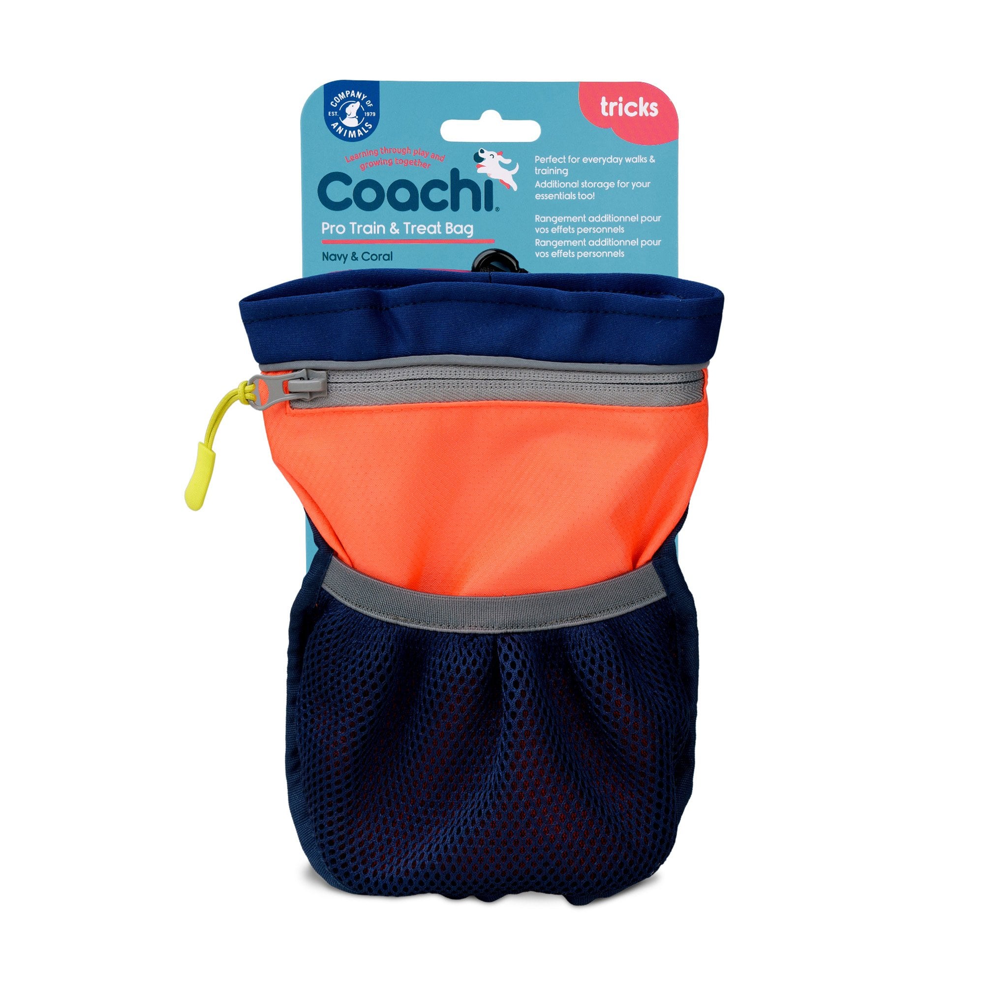 Coachi Train & Treat Dog Bag - Navy & Coral