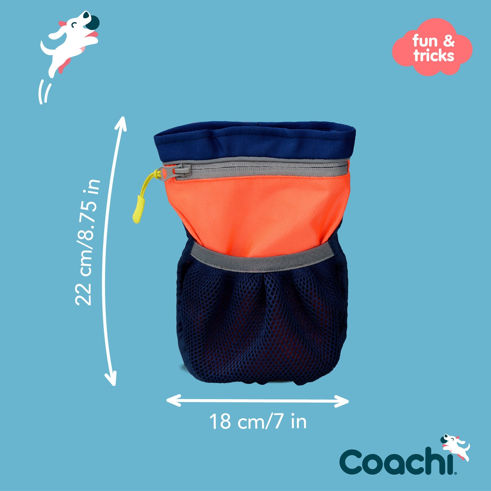Coachi Train & Treat Dog Bag - Navy & Coral