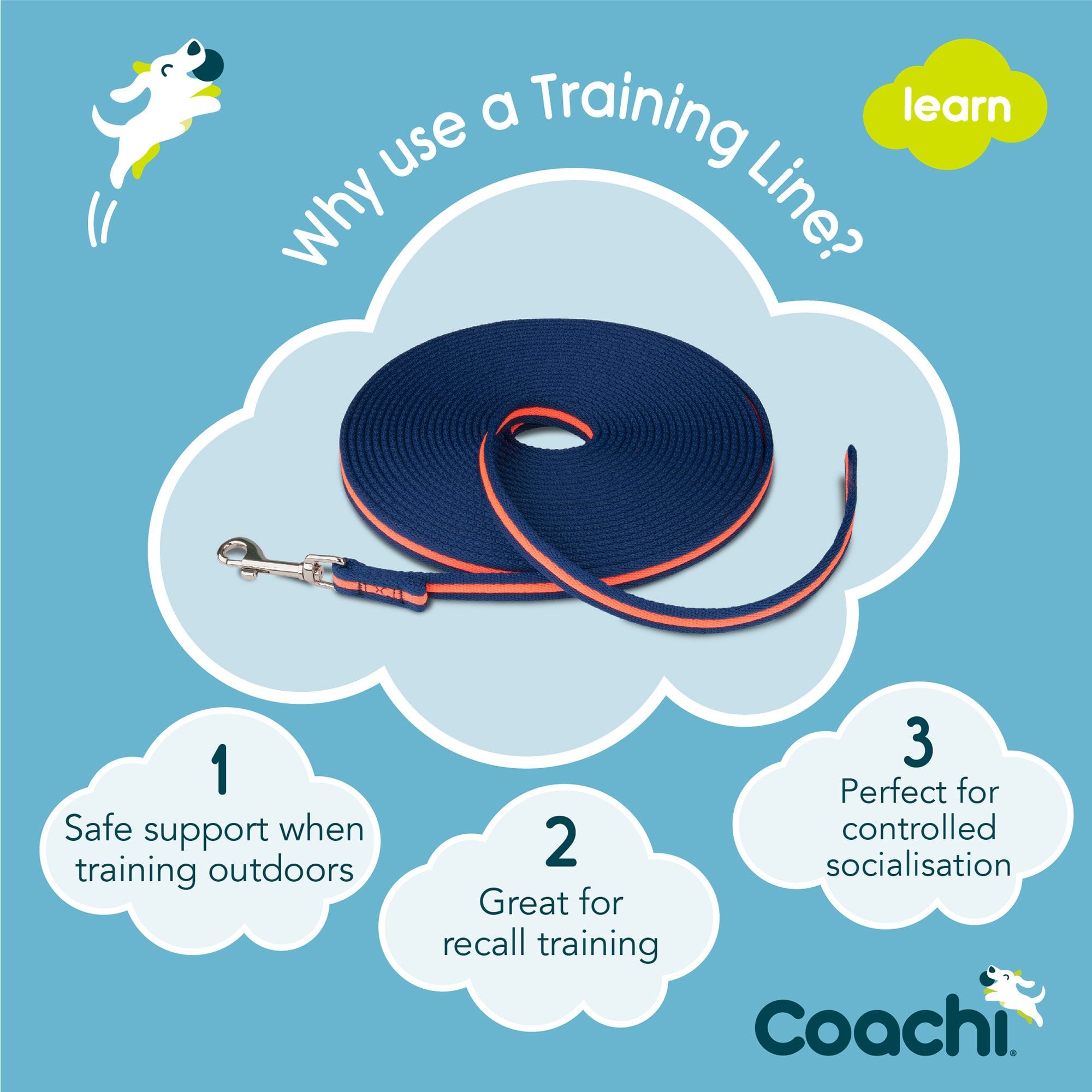 Coachi Dog Training Line 10 Metre - Blue