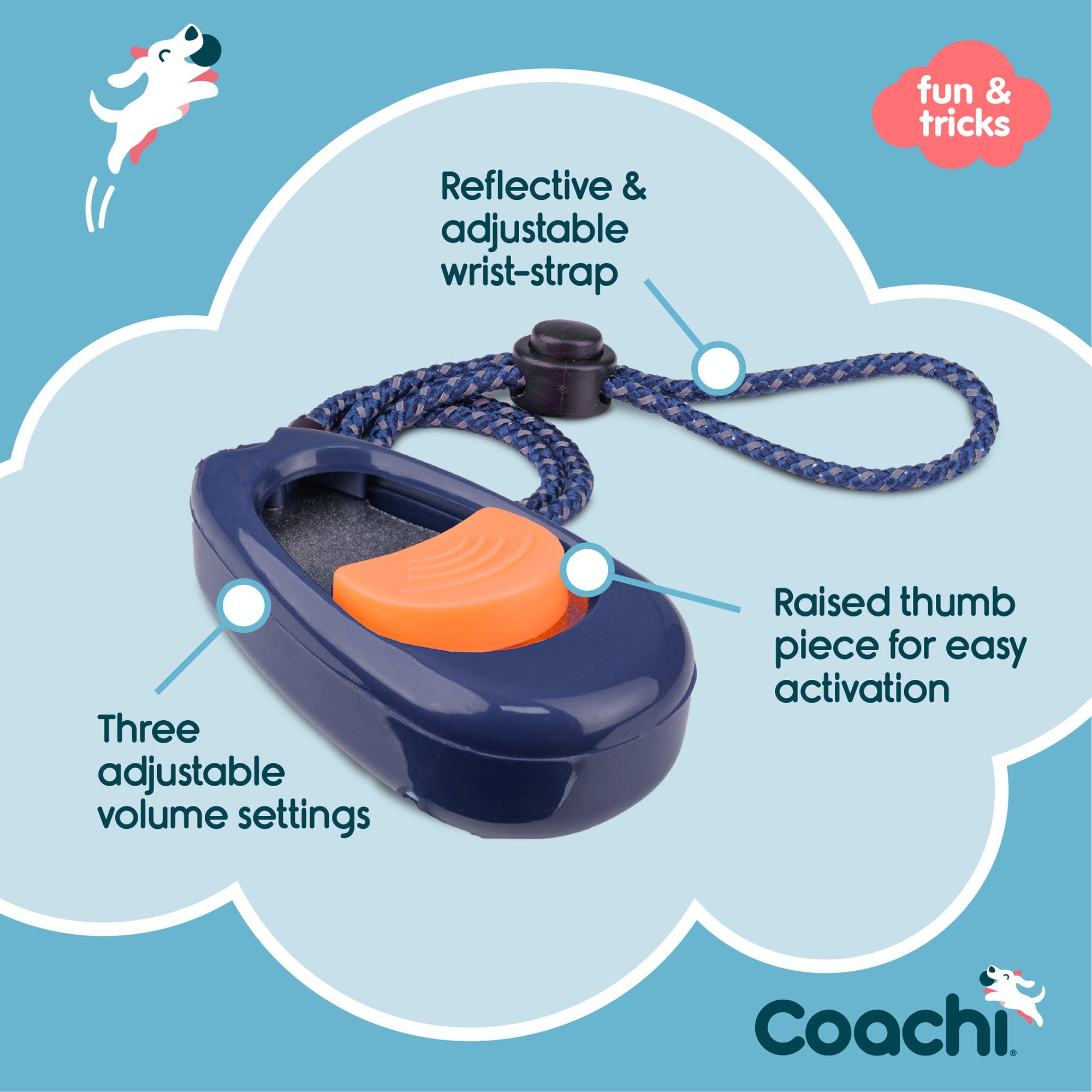 Coachi Multi-Clicker Dog Trainer - Navy/Coral