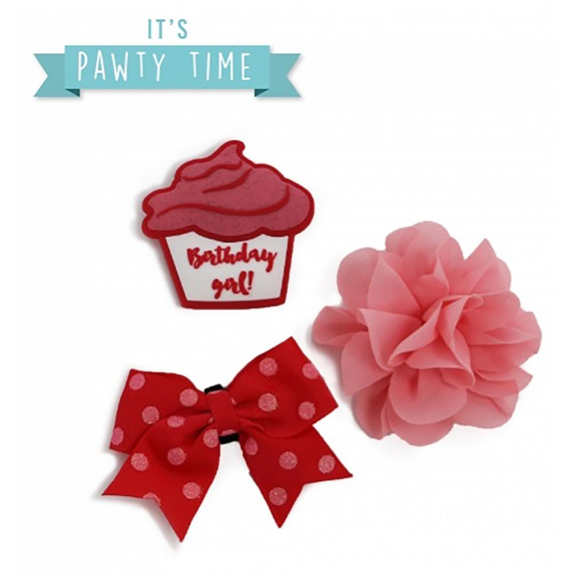 It's Pawty Time Birthday Set Of Collar Accessories - Pink