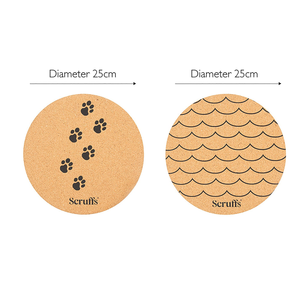 Set of 2 Cork Pet Placemats - Wave & Paw