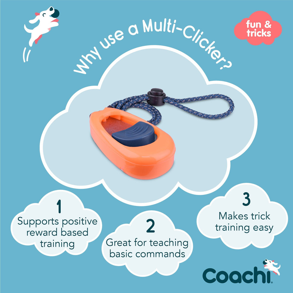 Coachi Multi-Clicker Dog Trainer - Coral/Navy
