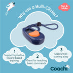 Coachi Multi-Clicker Dog Trainer - Coral/Navy