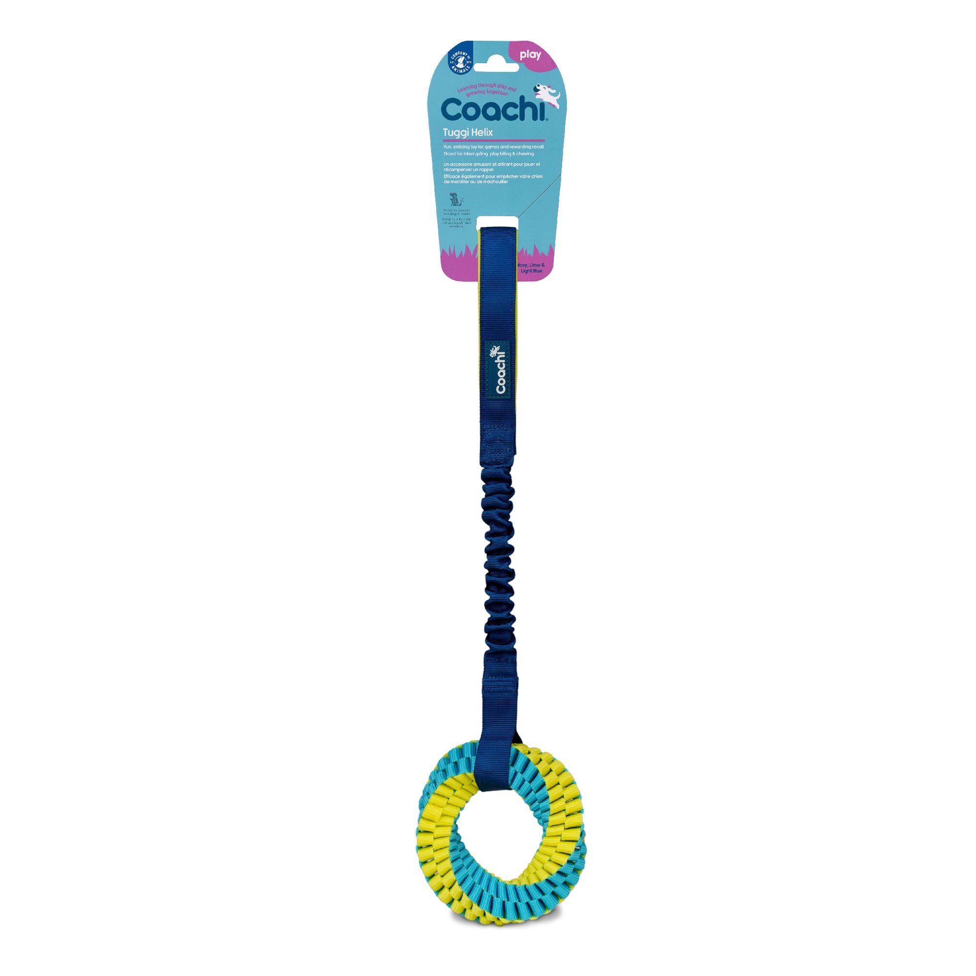 Coachi Tuggi Helix Dog Training Toy - Navy/Lime/Light Blue