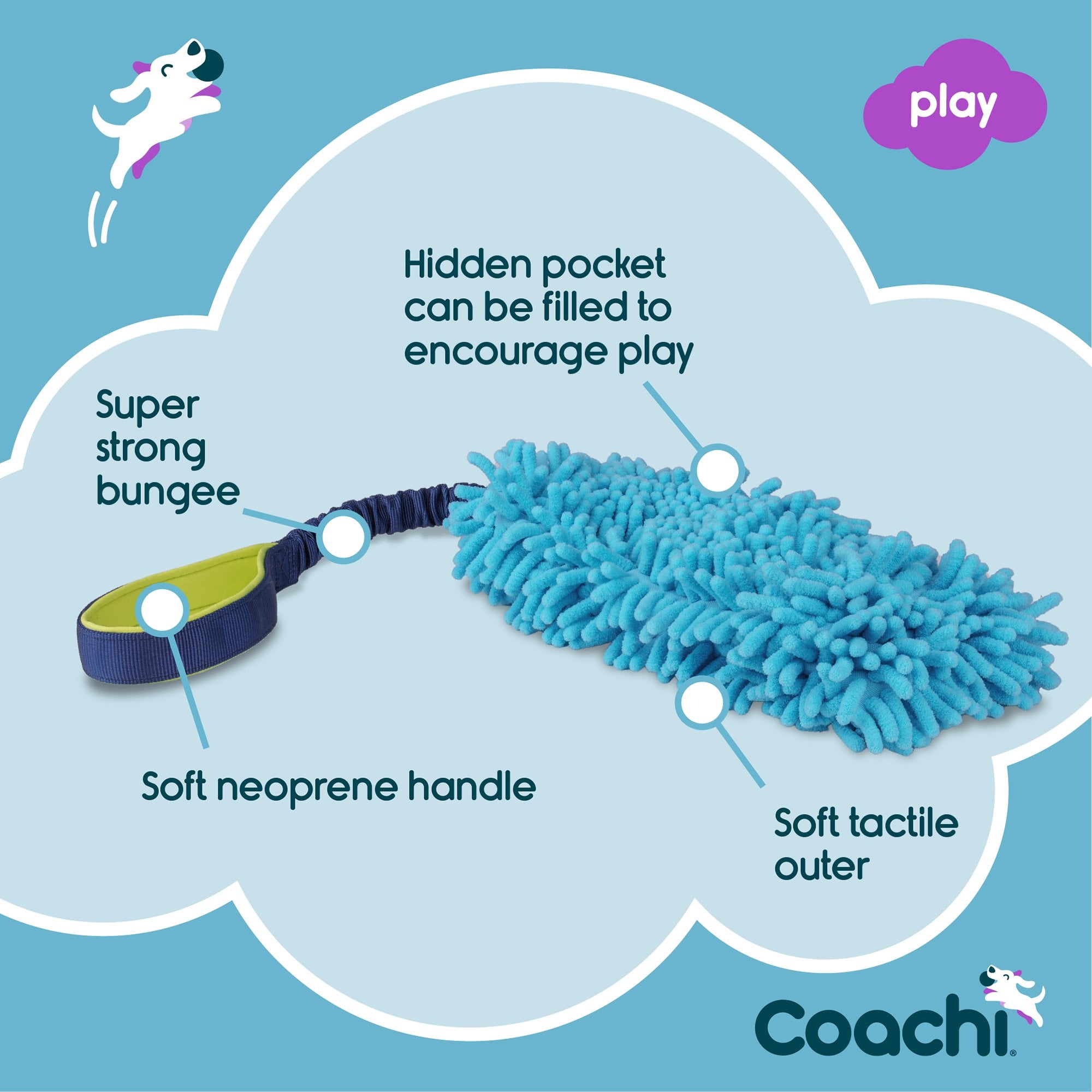 Coachi Tuggi Hide Dog Training Toy - Navy/Lime/Light Blue
