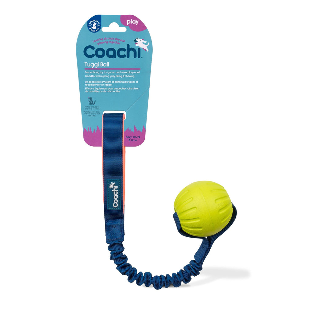 Coachi Tuggi Ball Dog Training Toy - Navy/Coral/Lime