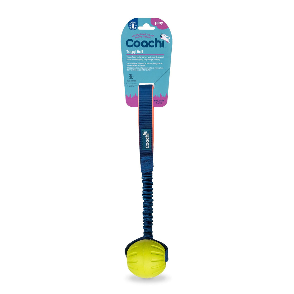 Coachi Tuggi Ball Dog Training Toy - Navy/Coral/Lime