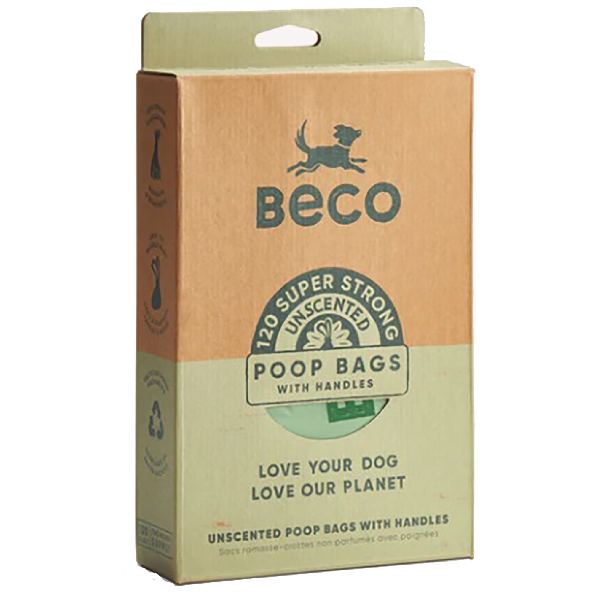 Unscented Dog Poop Bags With Handles - 120 Pack