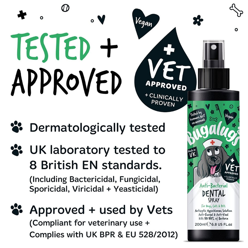 Bugalugs Anti-Bacterial Dental Spray For Dogs, Cats & Pets 200ml