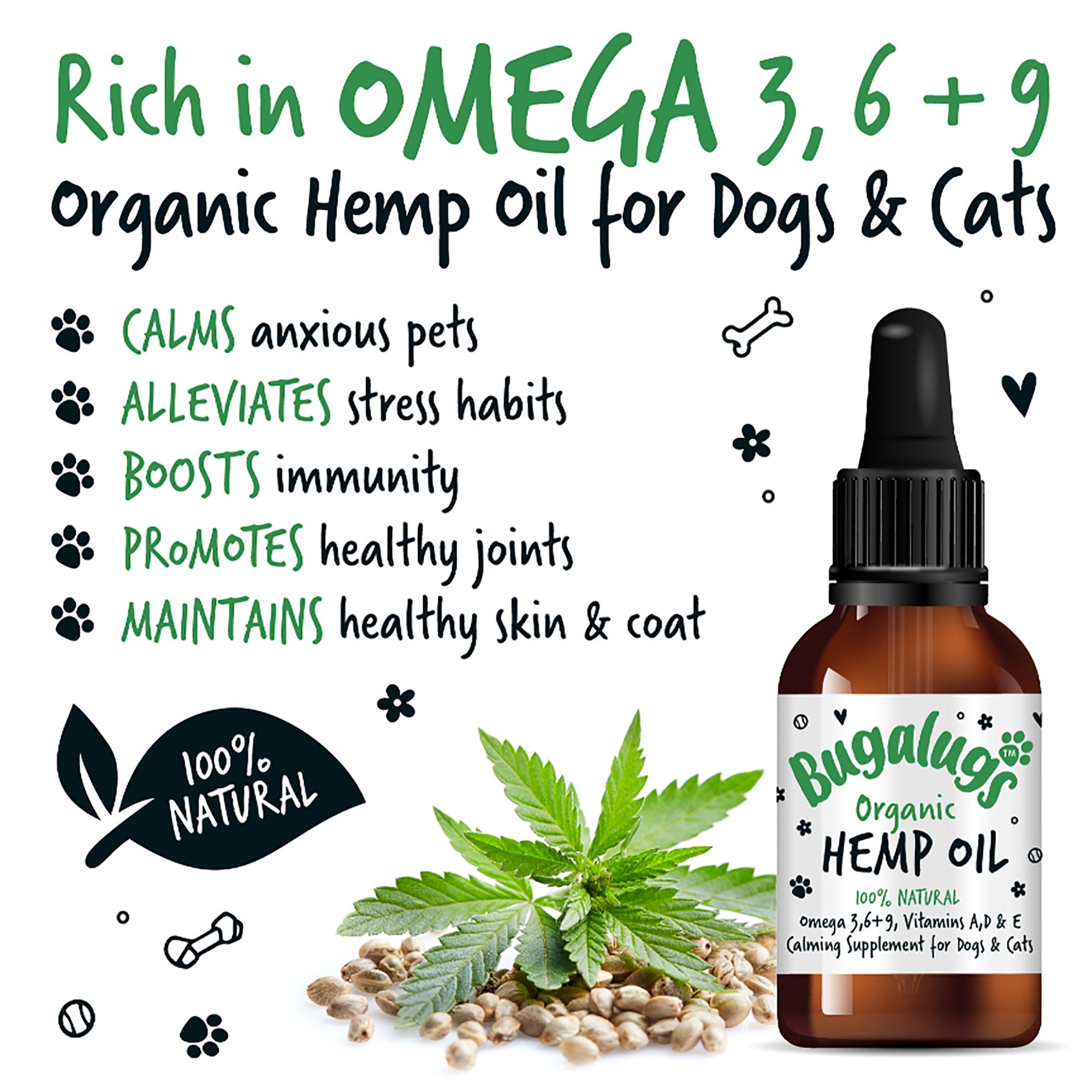 Organic Hemp Seed Oil For Cats & Dogs 50ml