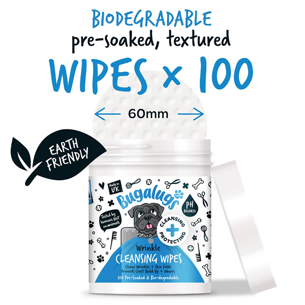 Bugalugs Wrinkle Cleansing Wipes For Dogs 100pk